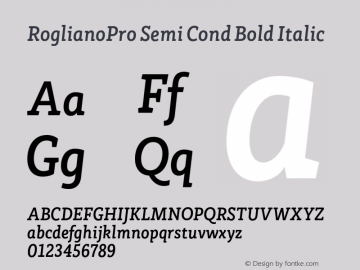 RoglianoPro Semi Condensed Bold Italic Version 1.000;hotconv 1.0.109;makeotfexe 2.5.65596图片样张