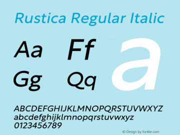 Rustica-RegularItalic Version 2.500图片样张