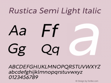 Rustica-SemiLightItalic Version 2.500图片样张