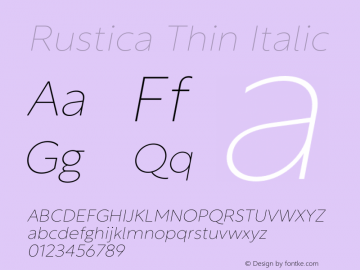 Rustica-ThinItalic Version 2.500图片样张