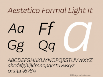 Aestetico Formal Light It Version 0.007;PS 000.007;hotconv 1.0.88;makeotf.lib2.5.64775图片样张