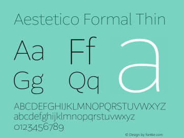 Aestetico Formal Thin Version 0.007;PS 000.007;hotconv 1.0.88;makeotf.lib2.5.64775图片样张