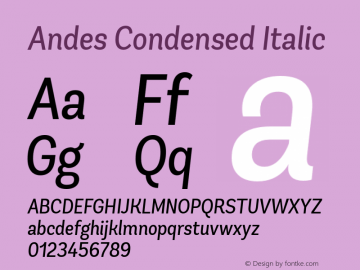AndesCondensed-Italic 1.000图片样张
