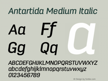 Antartida-MediumItalic Version 1.000图片样张