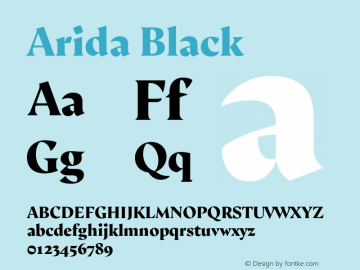 Arida Black Version 15.000;hotconv 1.0.109;makeotfexe 2.5.65596图片样张