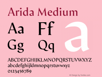 Arida Medium Version 15.000;hotconv 1.0.109;makeotfexe 2.5.65596图片样张