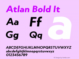 Atlan Bold It Version 1.000;PS 001.000;hotconv 1.0.88;makeotf.lib2.5.64775图片样张