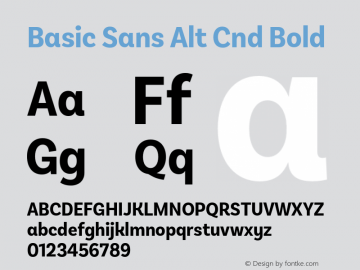 Basic Sans Alt Cnd Bold Version 2.000;PS 002.000;hotconv 1.0.88;makeotf.lib2.5.64775图片样张