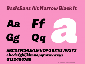 BasicSans Alt Narrow Black It Version 2.000;PS 002.000;hotconv 1.0.88;makeotf.lib2.5.64775图片样张