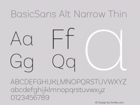 BasicSans Alt Narrow Thin Version 2.000;PS 002.000;hotconv 1.0.88;makeotf.lib2.5.64775图片样张