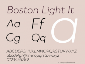 Boston Light It Version 1.001;PS 001.001;hotconv 1.0.88;makeotf.lib2.5.64775图片样张