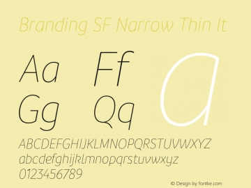Branding SF Narrow Thin It Version 1.000;hotconv 1.0.109;makeotfexe 2.5.65596图片样张