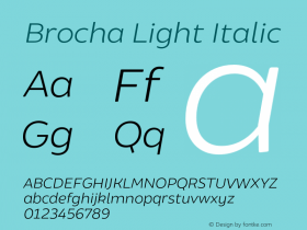 Brocha-LightItalic Version 1.000;PS 001.000;hotconv 1.0.88;makeotf.lib2.5.64775图片样张