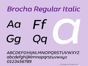 Brocha-RegularItalic Version 1.000;PS 001.000;hotconv 1.0.88;makeotf.lib2.5.64775图片样张
