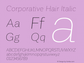 Corporative Hair Italic Version 1.000;PS 001.000;hotconv 1.0.70;makeotf.lib2.5.58329图片样张