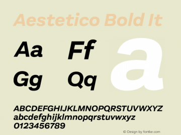Aestetico Bold It Version 0.007;PS 000.007;hotconv 1.0.88;makeotf.lib2.5.64775图片样张