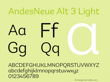 AndesNeue Alt 3 Light Version 1.001;PS 001.001;hotconv 1.0.88;makeotf.lib2.5.64775图片样张