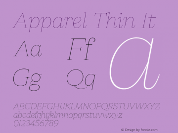 Apparel Thin It Version 1.000;hotconv 1.0.109;makeotfexe 2.5.65596图片样张