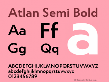Atlan Semi Bold Version 1.000;PS 001.000;hotconv 1.0.88;makeotf.lib2.5.64775图片样张