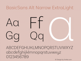 BasicSans Alt Narrow ExtraLight Version 2.000;PS 002.000;hotconv 1.0.88;makeotf.lib2.5.64775图片样张