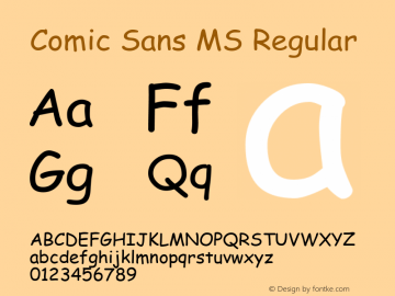 Comic Sans MS Regular Version 2.20图片样张