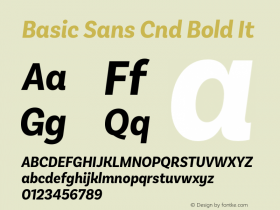 Basic Sans Cnd Bold It Version 2.000;PS 002.000;hotconv 1.0.88;makeotf.lib2.5.64775图片样张