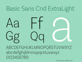 Basic Sans Cnd ExtraLight Version 2.000;PS 002.000;hotconv 1.0.88;makeotf.lib2.5.64775图片样张