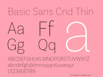 Basic Sans Cnd Thin Version 2.000;PS 002.000;hotconv 1.0.88;makeotf.lib2.5.64775图片样张