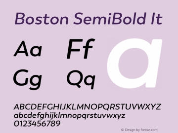 Boston SemiBold It Version 1.001;PS 001.001;hotconv 1.0.88;makeotf.lib2.5.64775图片样张