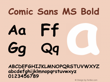 Comic Sans MS Bold Version 2.10 Font Sample