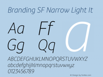 Branding SF Narrow Light It Version 1.000;hotconv 1.0.109;makeotfexe 2.5.65596图片样张