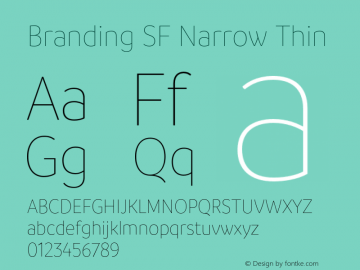 Branding SF Narrow Thin Version 1.000;hotconv 1.0.109;makeotfexe 2.5.65596图片样张