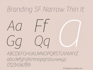 Branding SF Narrow Thin It Version 1.000;hotconv 1.0.109;makeotfexe 2.5.65596图片样张