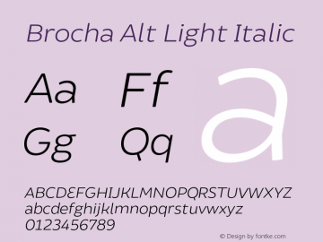 BrochaAlt-LightItalic Version 1.000;PS 001.000;hotconv 1.0.88;makeotf.lib2.5.64775图片样张