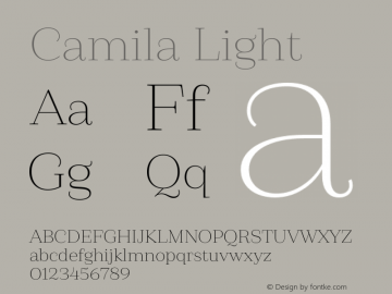 Camila-Light Version 1.000;PS 001.000;hotconv 1.0.88;makeotf.lib2.5.64775图片样张