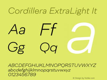 Cordillera ExtraLight It Version 1.000;Glyphs 3.1.2 (3151)图片样张