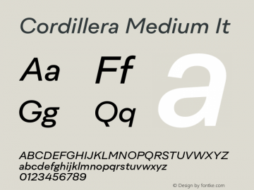 Cordillera Medium It Version 1.000;Glyphs 3.1.2 (3151)图片样张