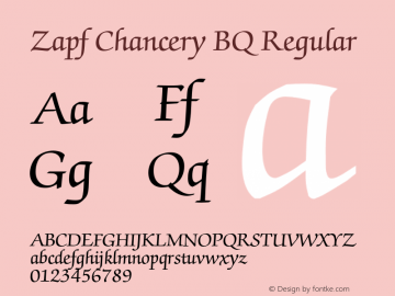 Zapf Chancery BQ Regular 001.000 Font Sample