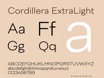 Cordillera ExtraLight Version 1.000;Glyphs 3.1.2 (3151)图片样张