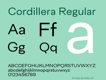 Cordillera Regular Version 1.000;Glyphs 3.1.2 (3151)图片样张
