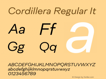 Cordillera Regular It Version 1.000;Glyphs 3.1.2 (3151)图片样张