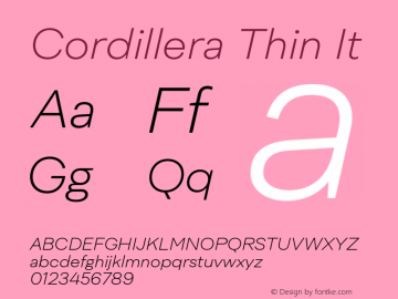 Cordillera Thin It Version 1.000;Glyphs 3.1.2 (3151)图片样张