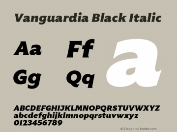 Vanguardia Black Italic Version 1.000;Glyphs 3.2 (3213)图片样张