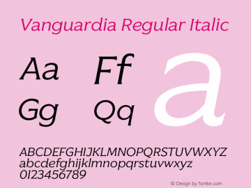 Vanguardia Regular Italic Version 1.000;Glyphs 3.2 (3213)图片样张