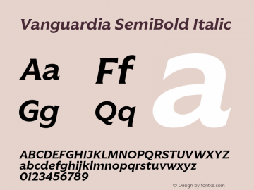 Vanguardia SemiBold Italic Version 1.000;Glyphs 3.2 (3213)图片样张