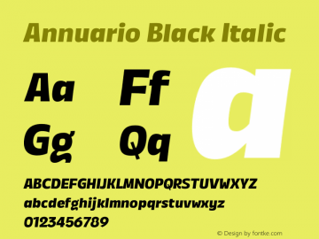 Annuario Black Italic Version 2.000;hotconv 1.0.109;makeotfexe 2.5.65596图片样张