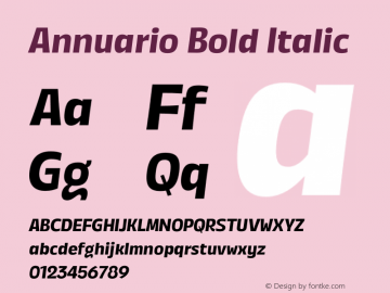 Annuario Bold Italic Version 2.000;hotconv 1.0.109;makeotfexe 2.5.65596图片样张