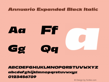 Annuario Expanded Black Italic Version 2.000;hotconv 1.0.109;makeotfexe 2.5.65596图片样张