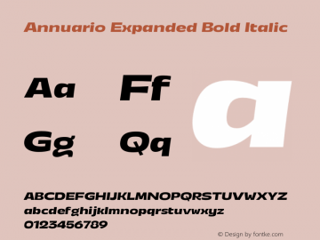 Annuario Expanded Bold Italic Version 2.000;hotconv 1.0.109;makeotfexe 2.5.65596图片样张