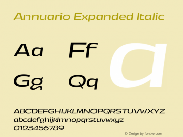 Annuario Expanded Italic Version 2.000;hotconv 1.0.109;makeotfexe 2.5.65596图片样张